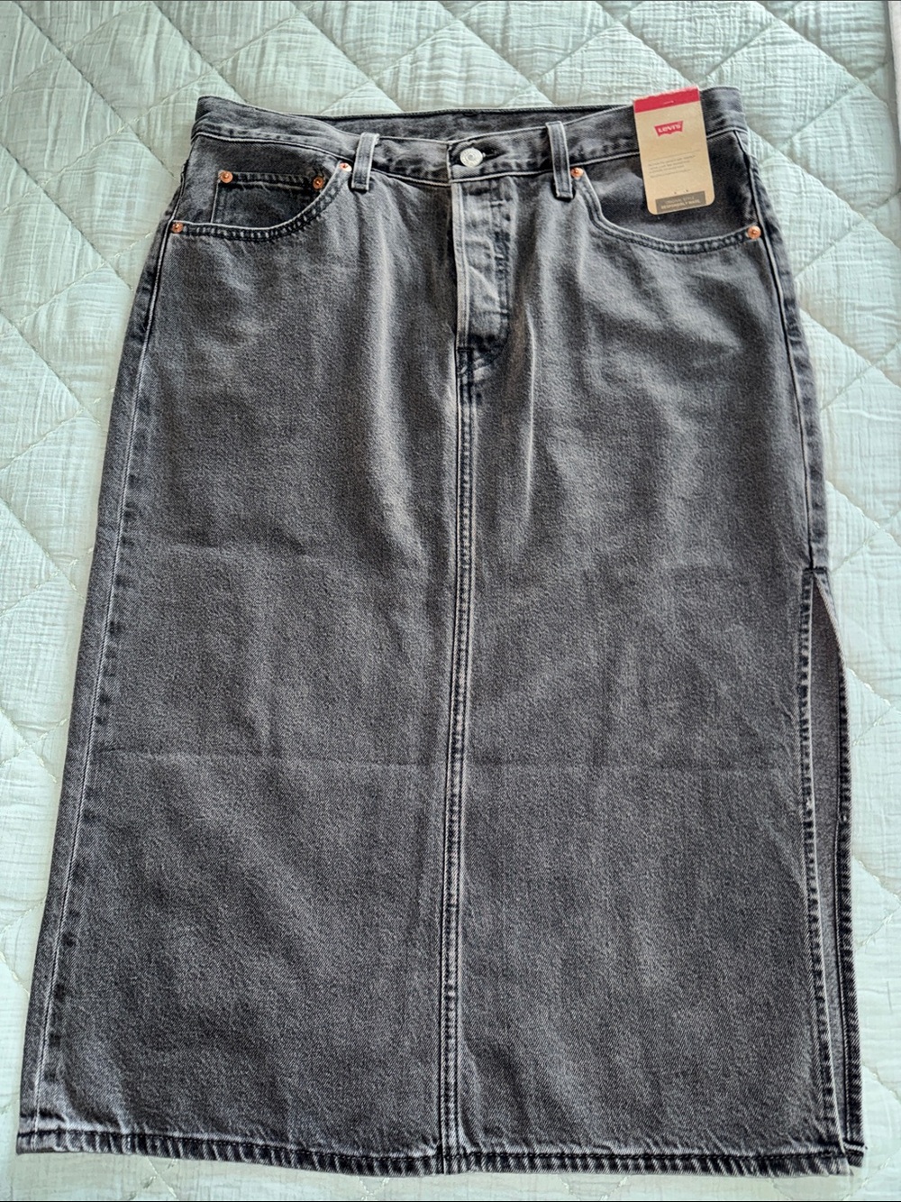 Levi's Women's Charcoal Gray Straight Leg Denim Skirt
